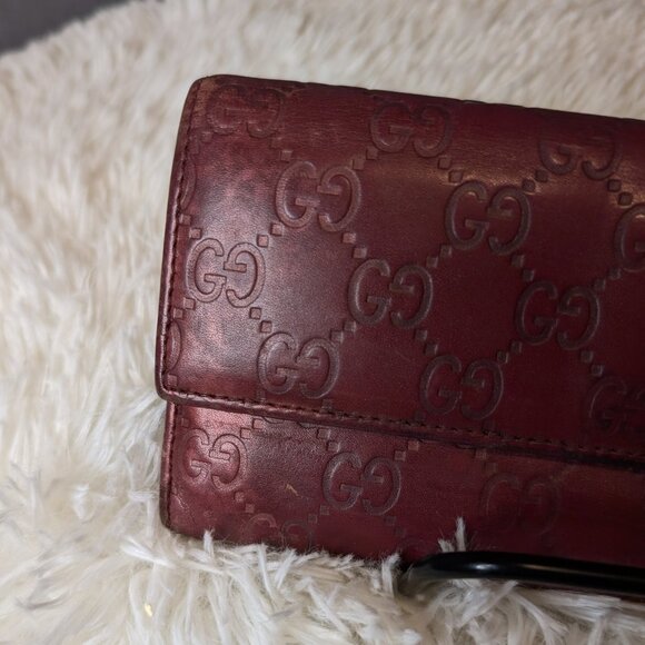 Gucci, Guccissima Leather Long Wallet with Interlocking Heart Logo, Dark Red - Picture 3 of 14